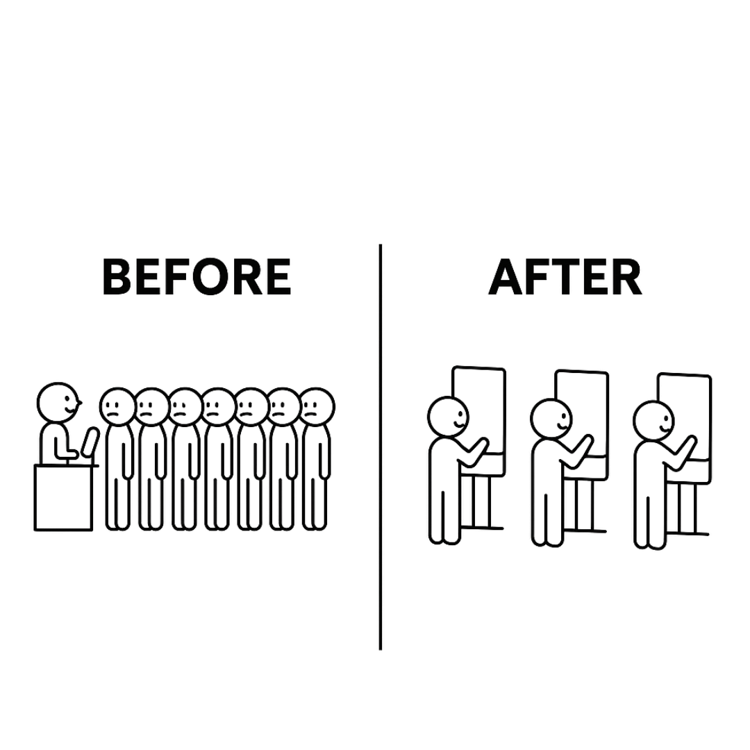 Before and after comparison showing queue reduction